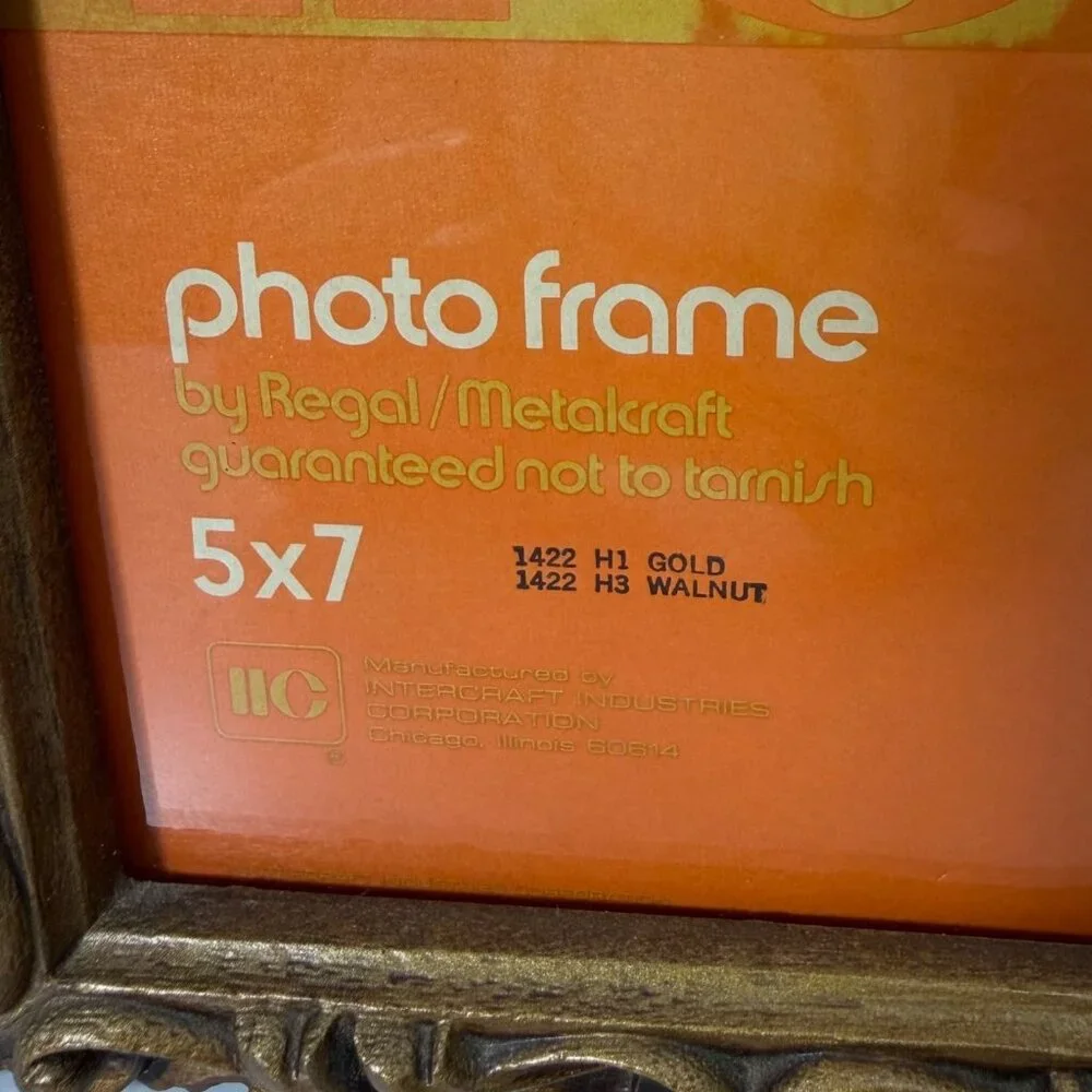 1973 Ornate Bronze-Tone 5x7 Photo Frame By IIC MCM Made In USA Hang or Standing